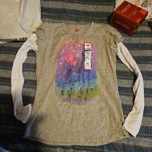 Hanes Kids' Gray and Purple Long Sleeve Tee